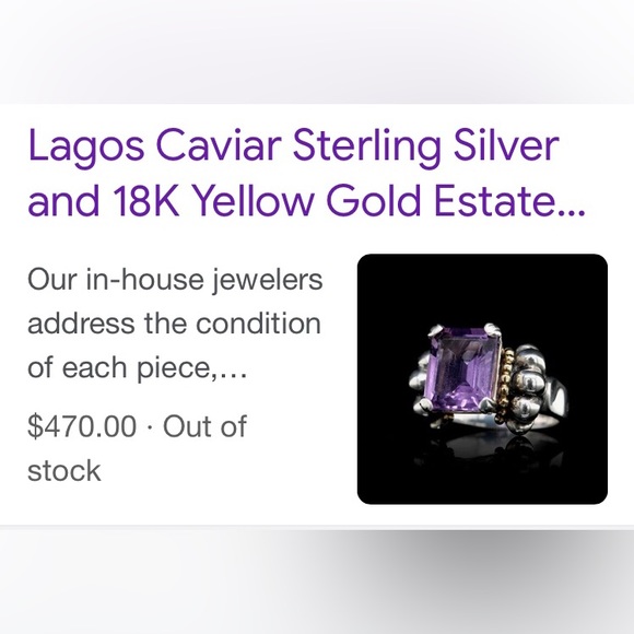Lagos ring - amethyst set in sterling silver with 18K gold Caviar beading - Picture 13 of 16